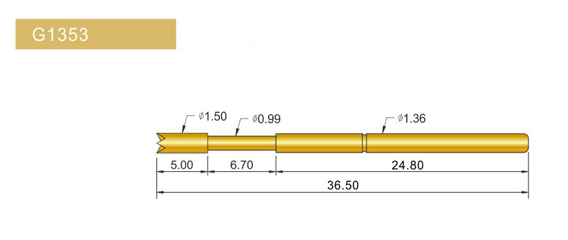 G1353-Q探針、四爪頭探針、1.36mm測試針、總長36.5mm、彈簧針圖片、測試針圖片、頂針圖片、探針圖片