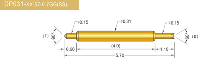 031雙頭探針、BGA雙頭測試針、雙向彈簧探針、帶彈簧雙頭針、雙頭針圖片