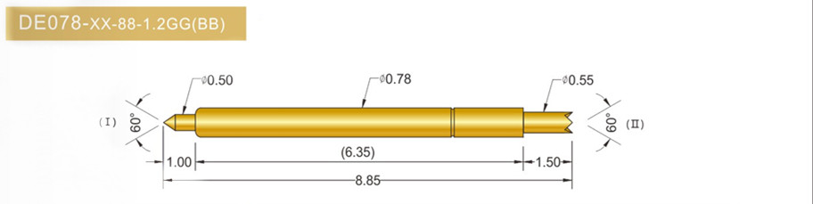 078雙頭探針尺寸、BGA雙頭頂針、雙向可動(dòng)探針、帶彈簧頂針、測試探針