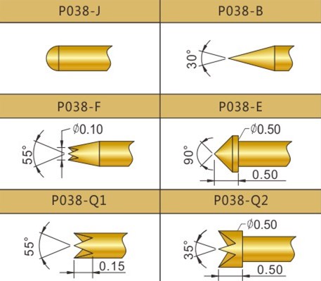 PA038測試探針頭型，華榮華探針廠家